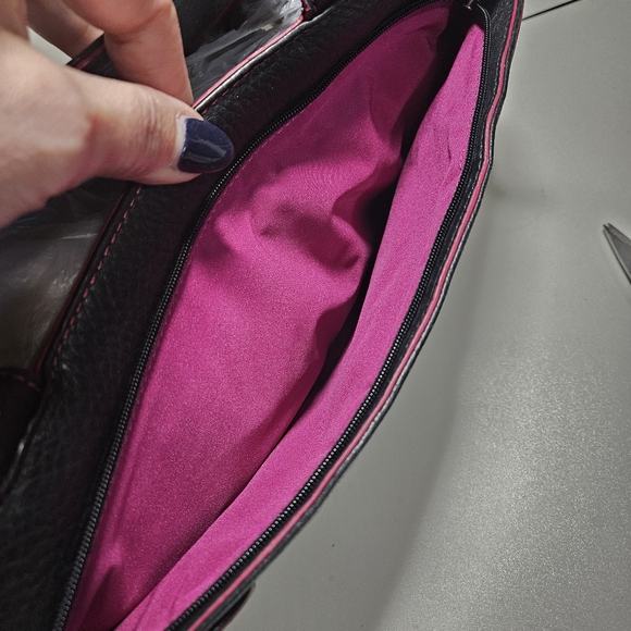 Cole Haan Pebble leather black satchel/tote with pink trim - Picture 10 of 13